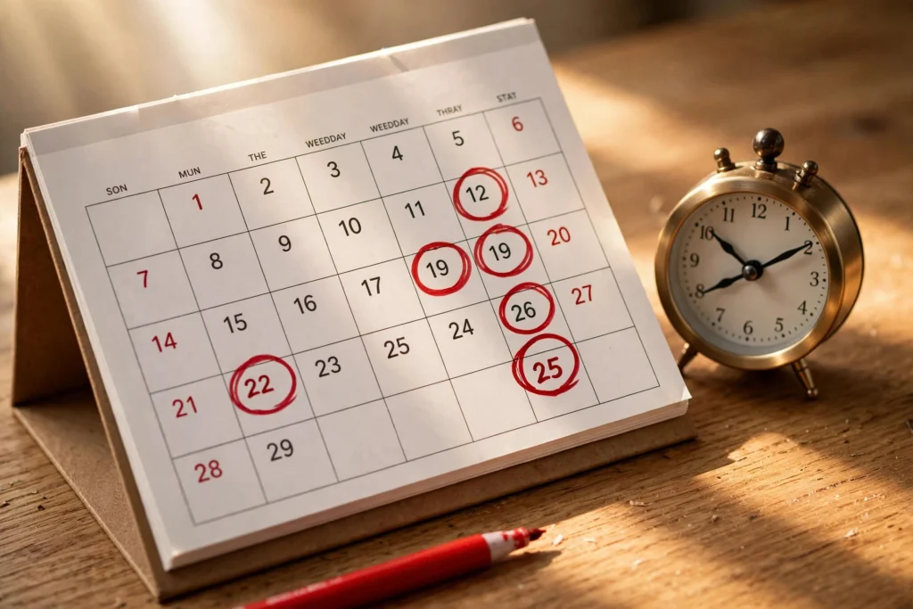 Calendar showing 11 months converted to days