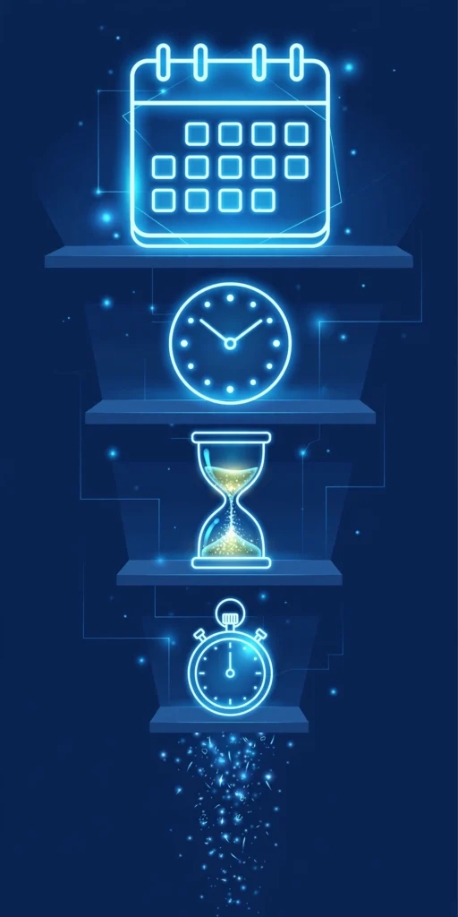 time unit ladder from months down to milliseconds