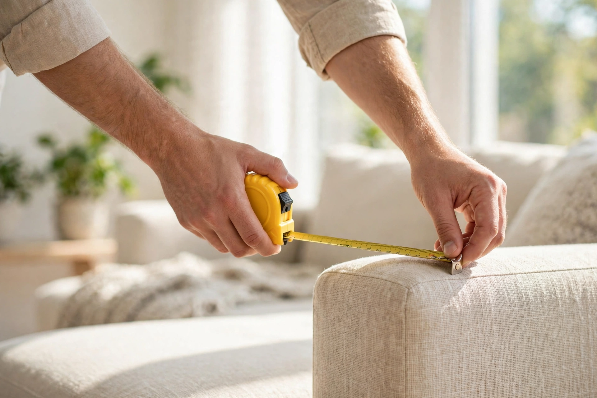 furniture shopping mistakes — measuring sofa size