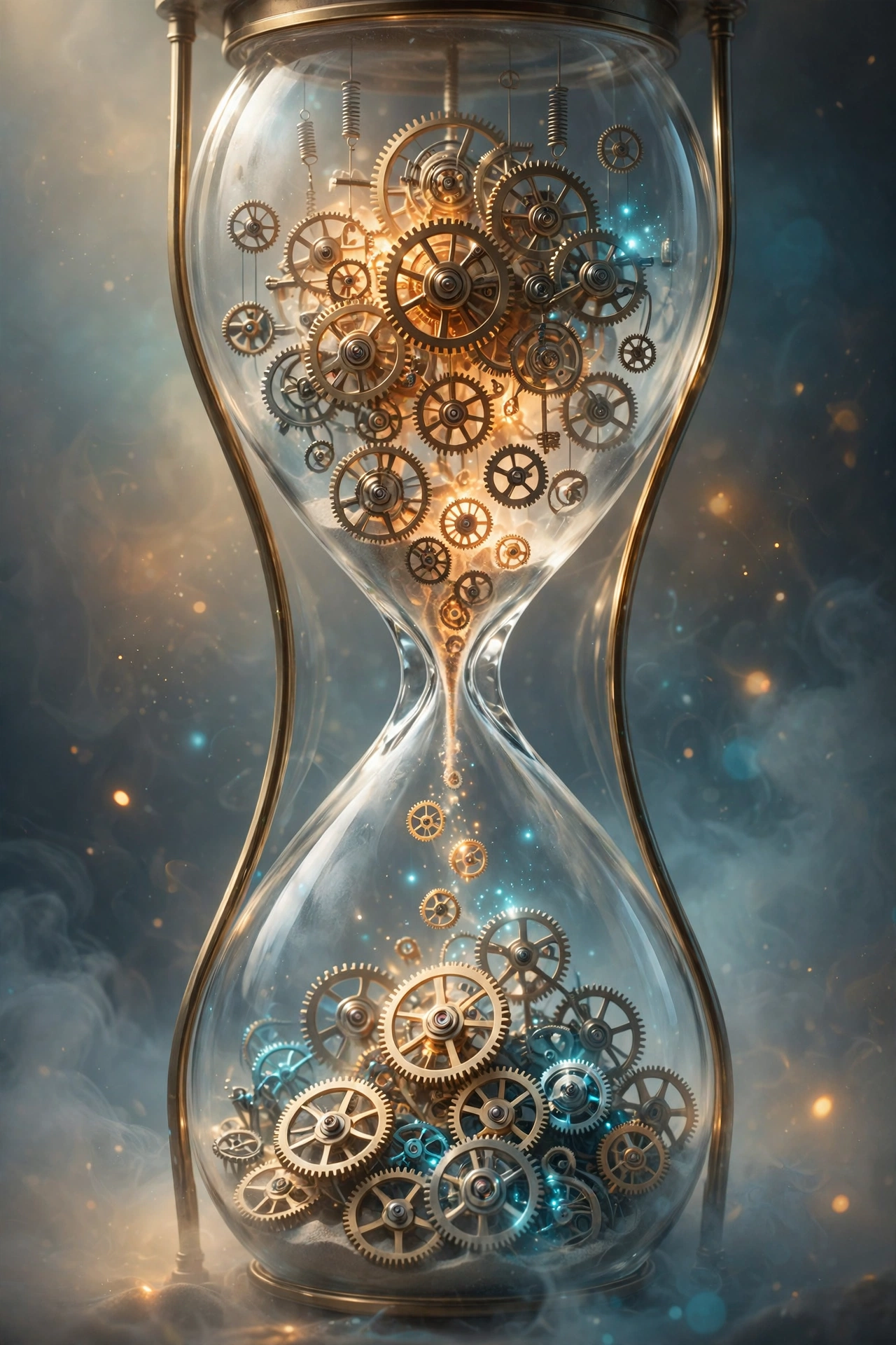 convert 2 months to hours in seconds - hourglass with clock gears illustration