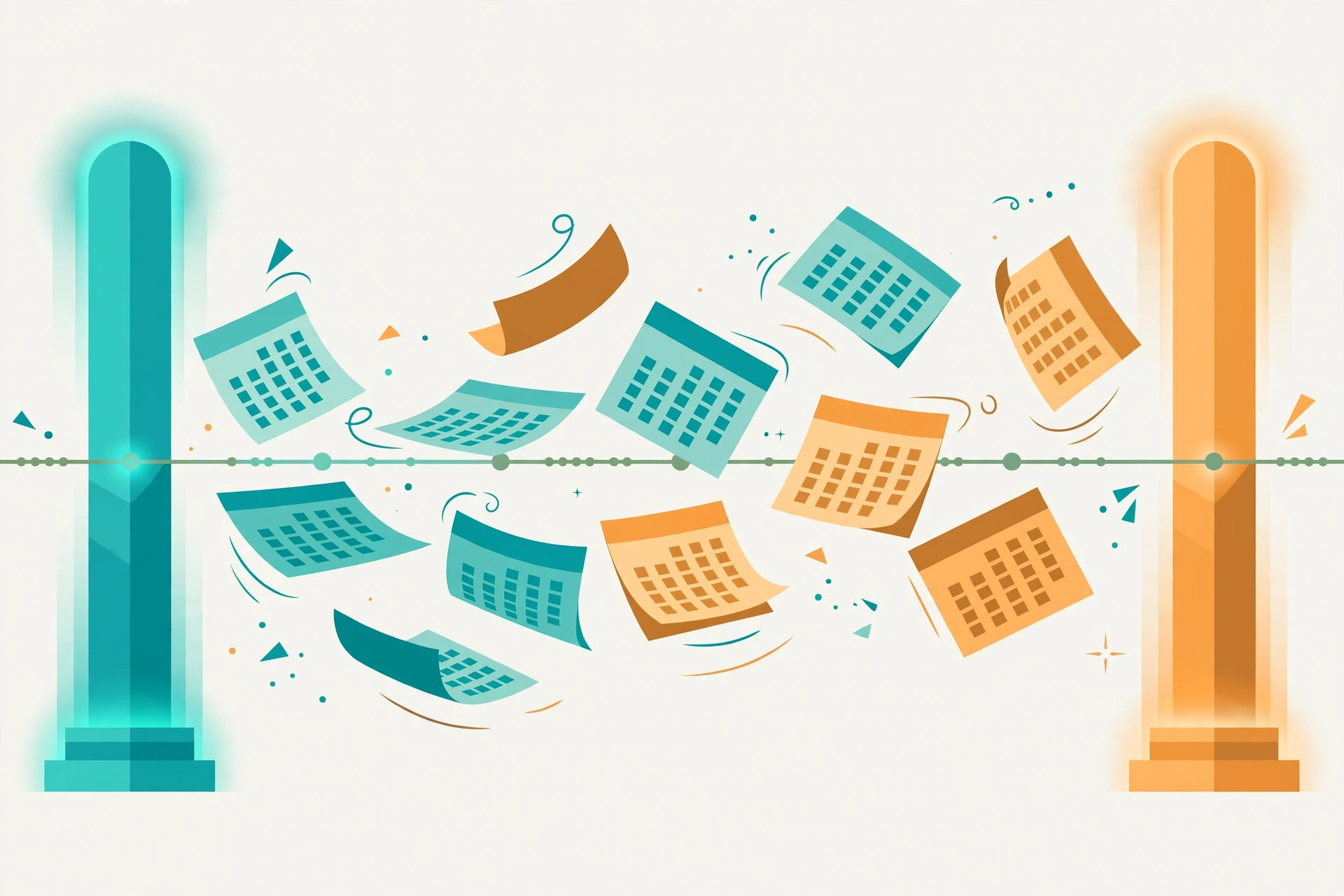 easily convert 24 months to decades - calendar pages turning across years illustration
