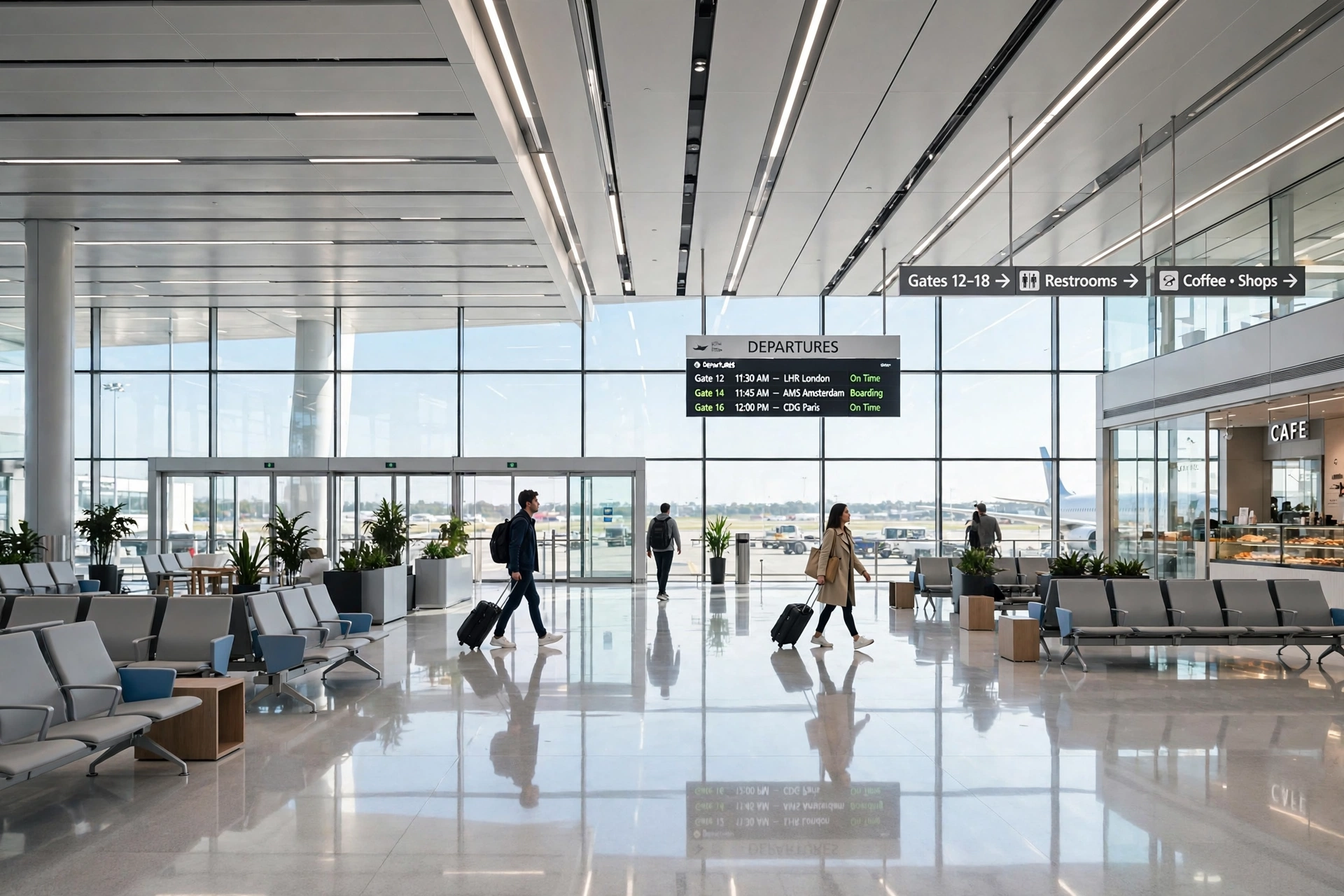 cleanest airports — bright spotless airport terminal