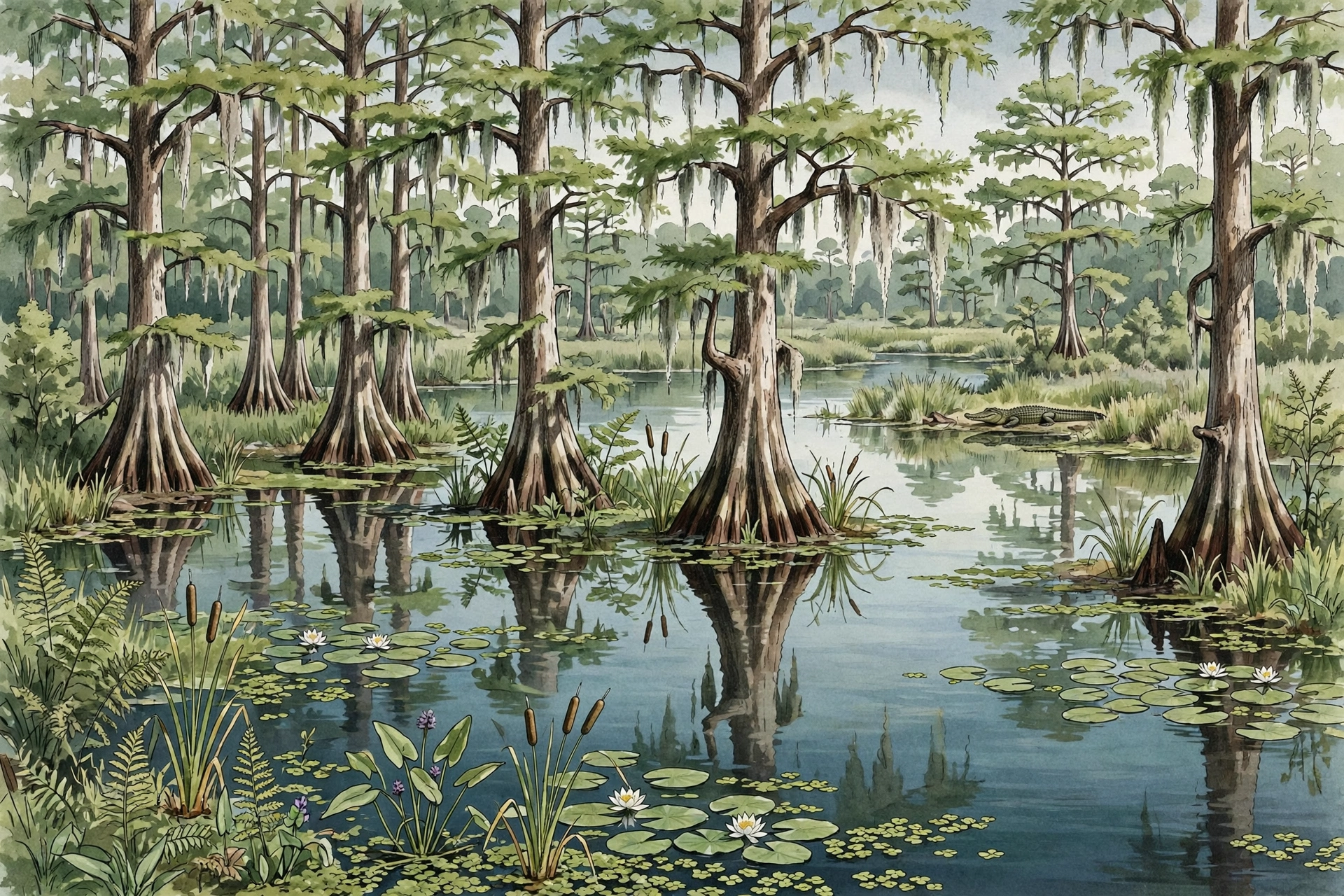 Alligator attack survival illustration of an alligator near a Florida swamp warning sign