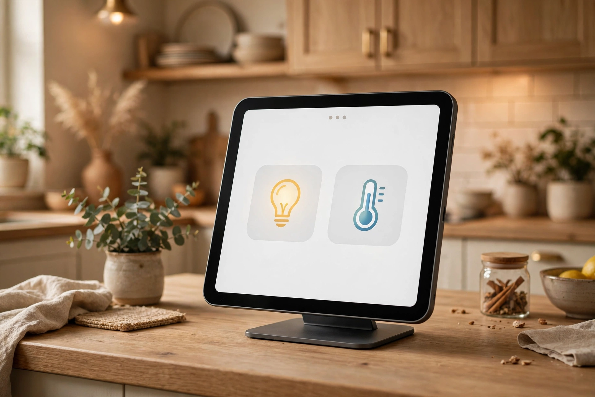 apple smart home devices 2026 smart home hub display on a kitchen counter