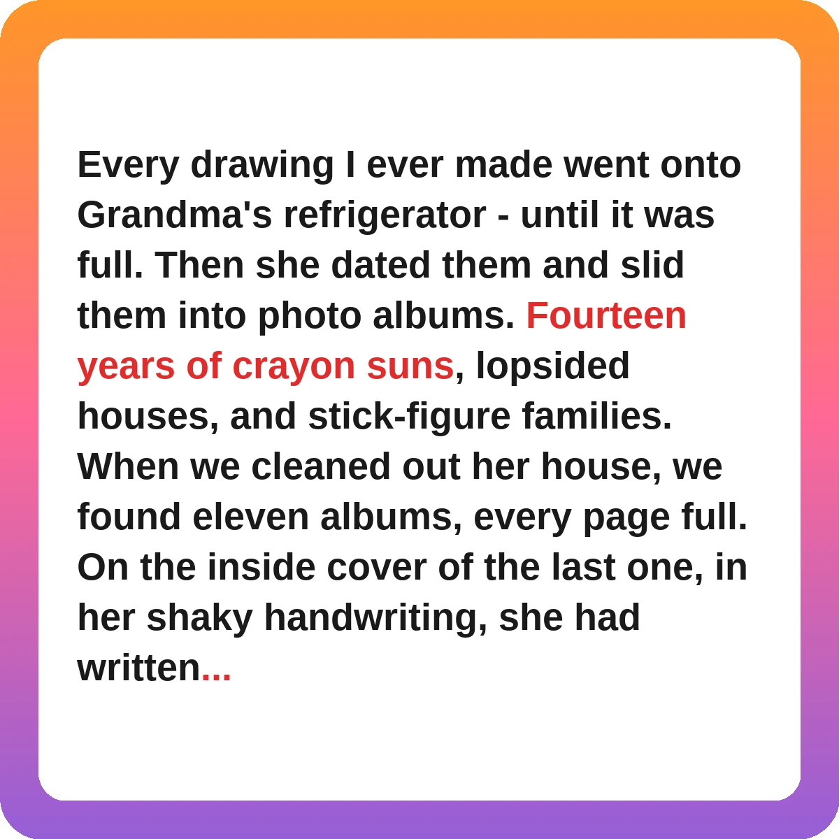 grandparents love stories - grandma's albums of drawings story card