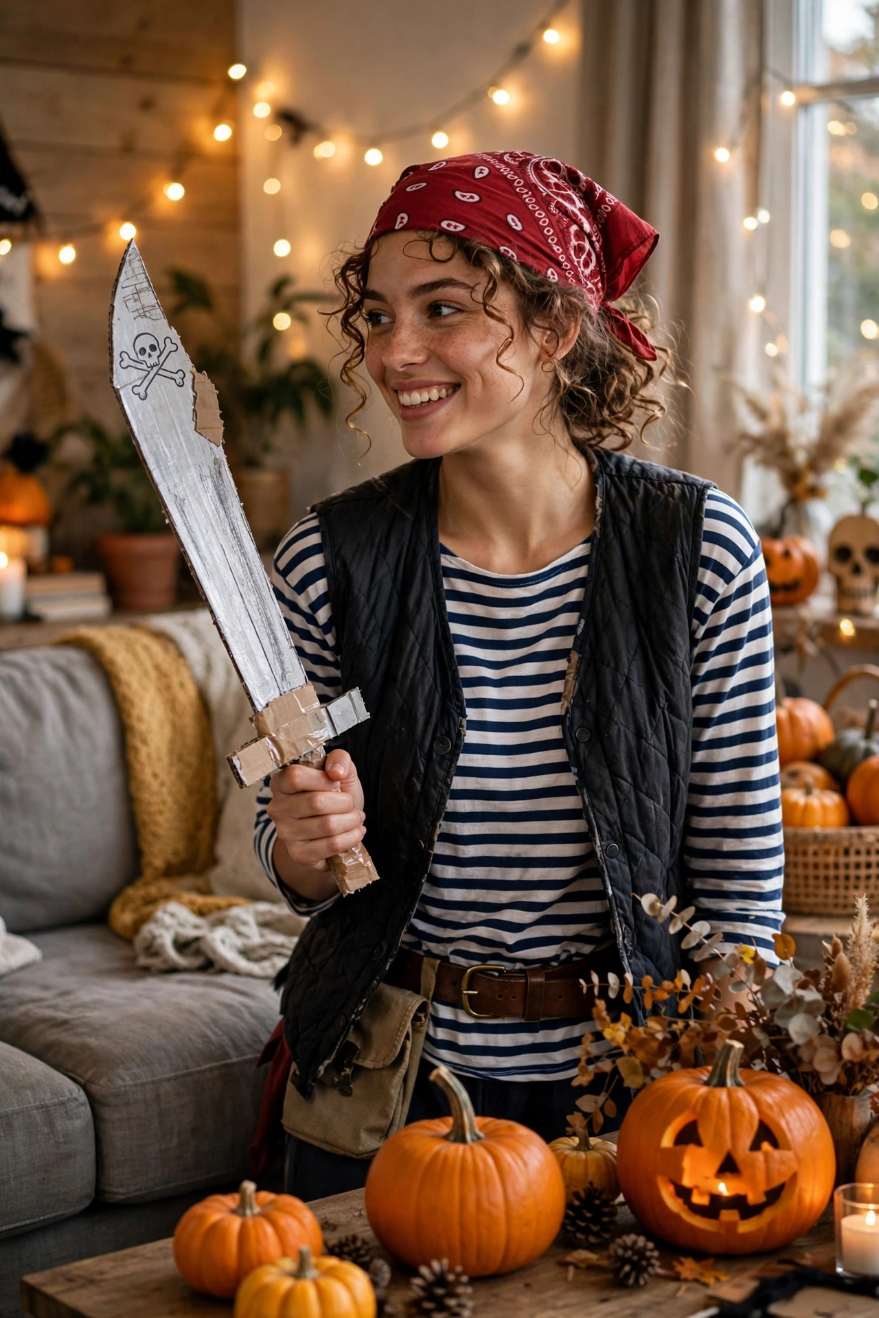 DIY pirate last minute Halloween costume from closet clothes