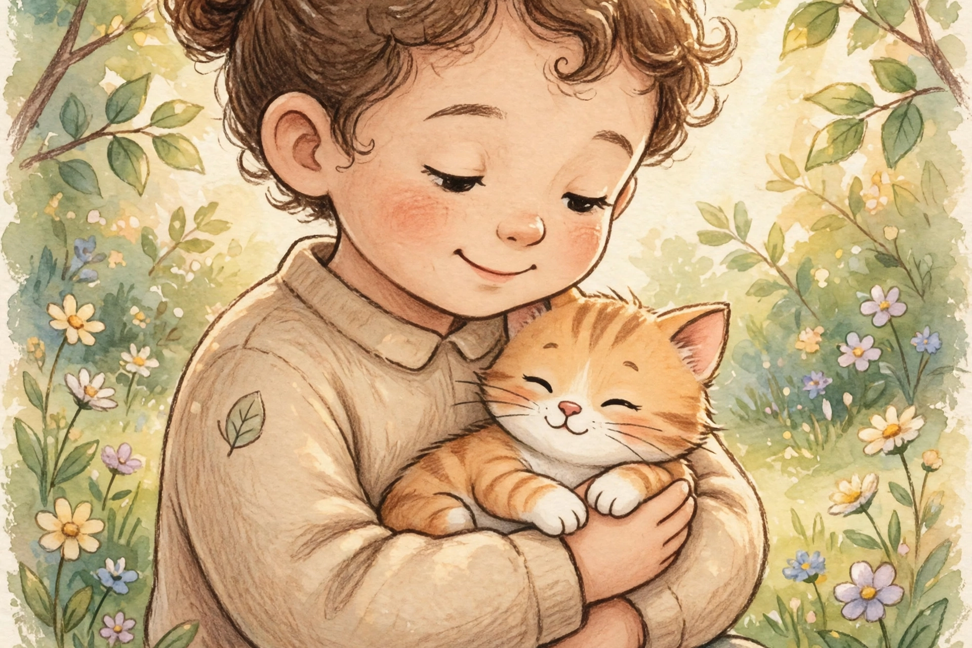 first pet memories child gently holding a small kitten