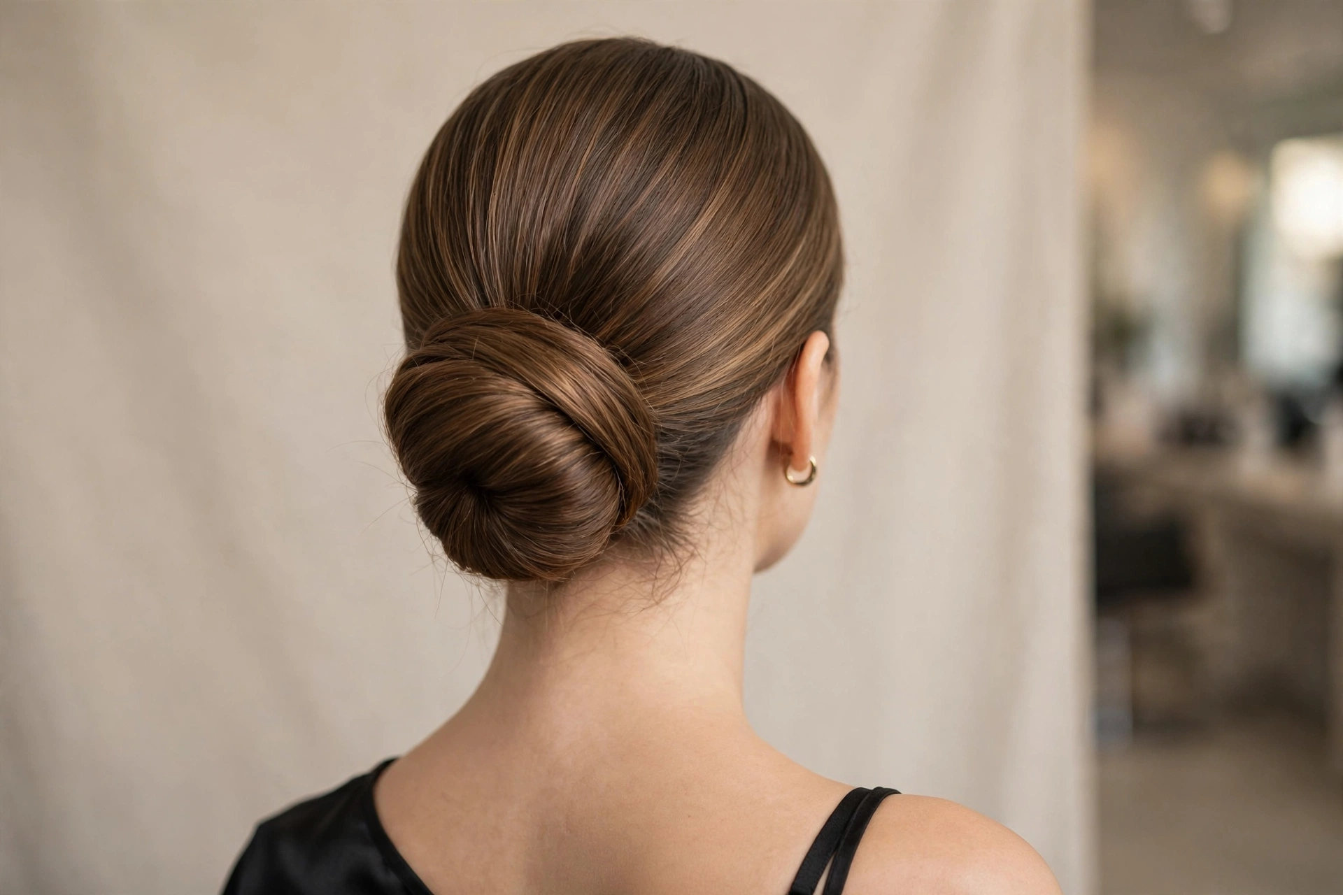 Chic hairstyles — elegant polished low bun seen from behind