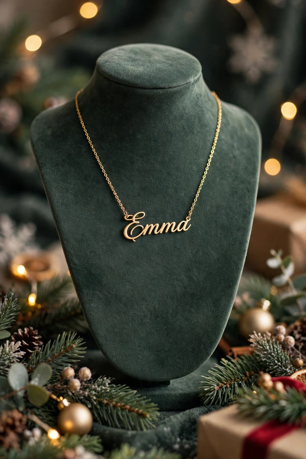 Custom name necklace Christmas gift for friends in gold