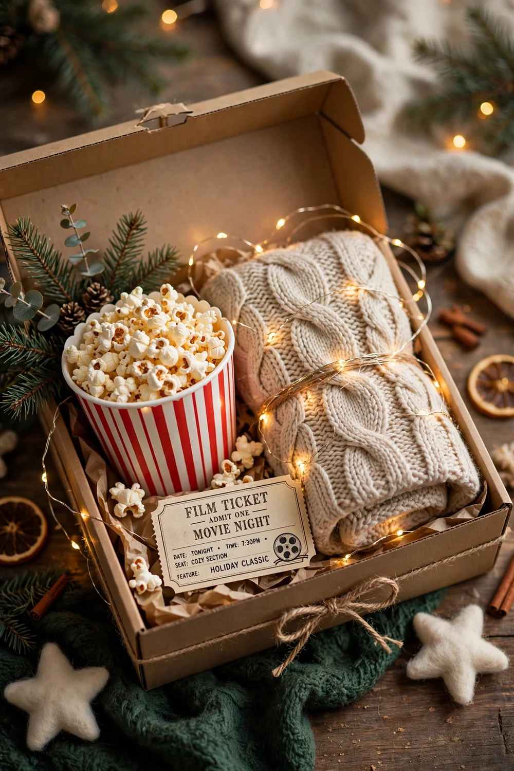 Movie night experience box Christmas gift for friends