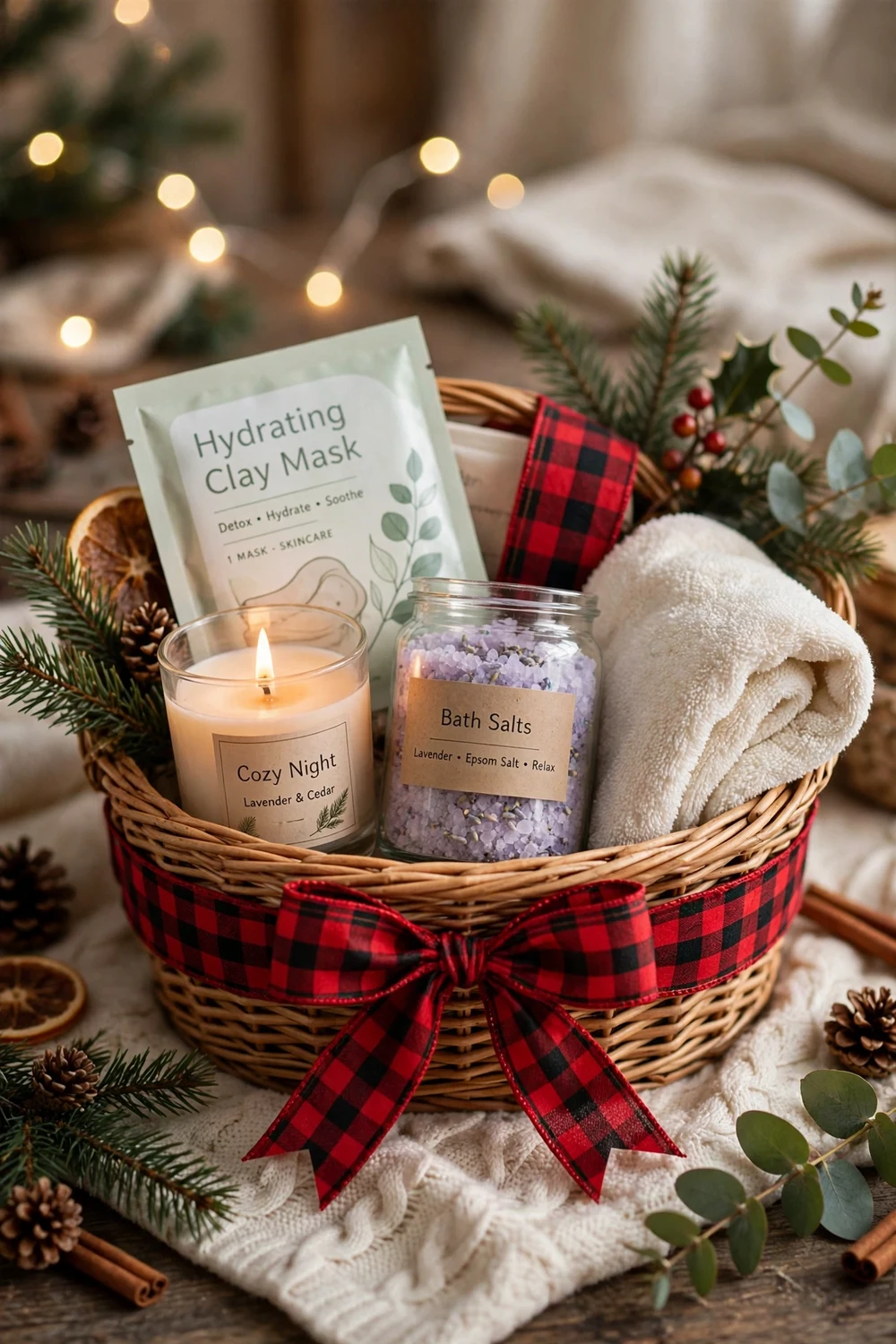 Cozy self-care gift basket Christmas gift for friends