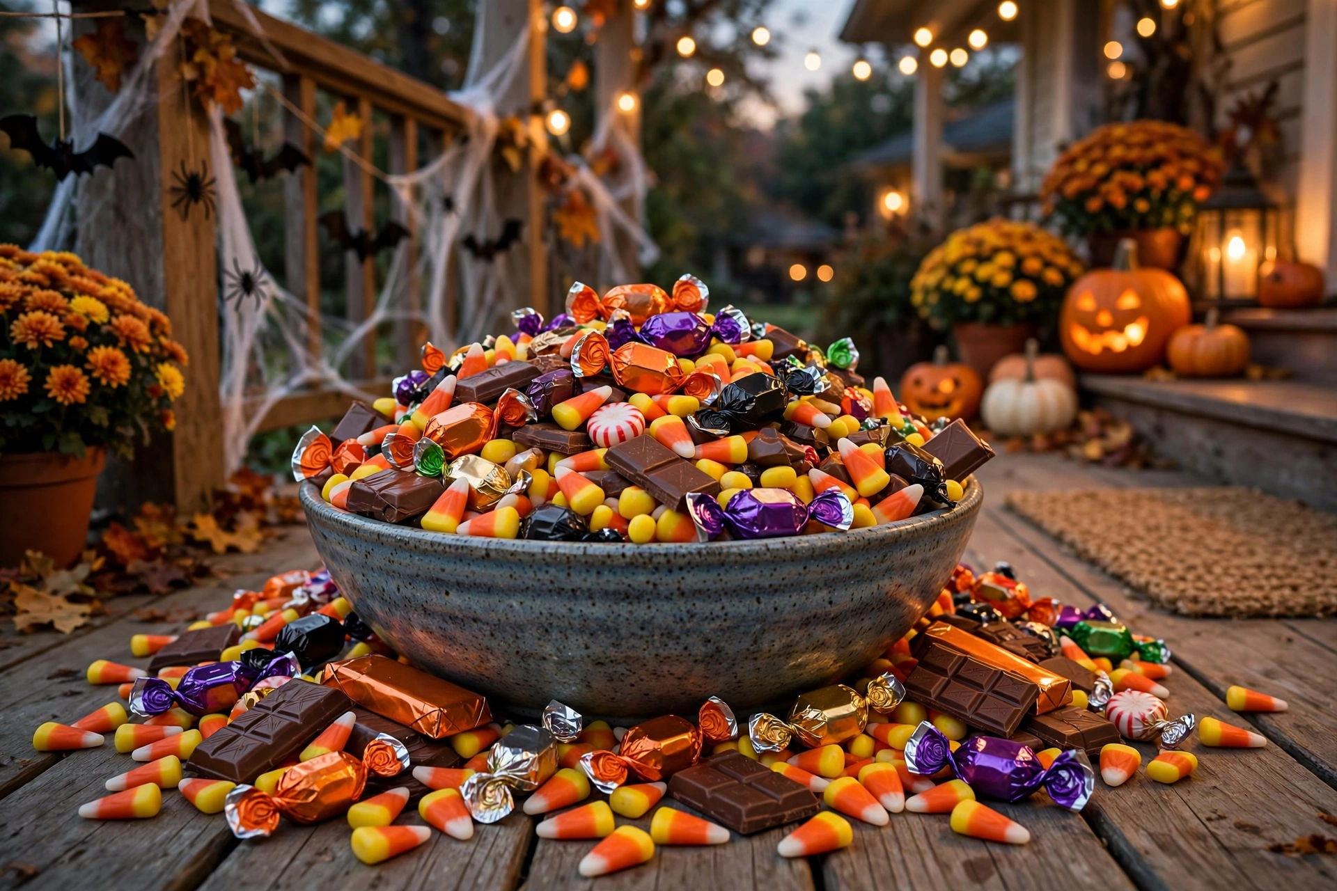 Spooky Halloween facts - bowl of Halloween candy for trick-or-treaters