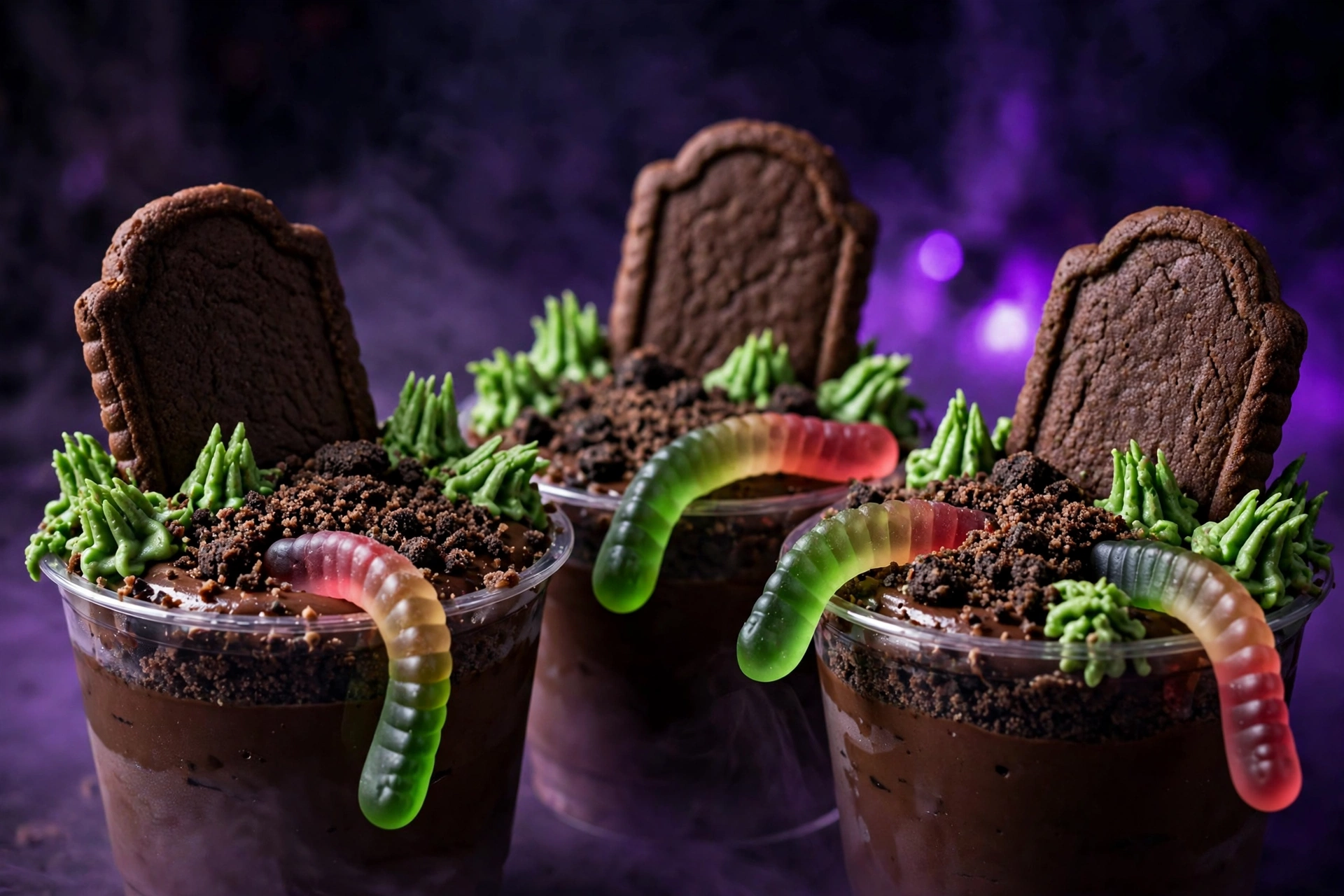 No-bake Halloween treats 2026 graveyard dirt cups with cookie tombstones