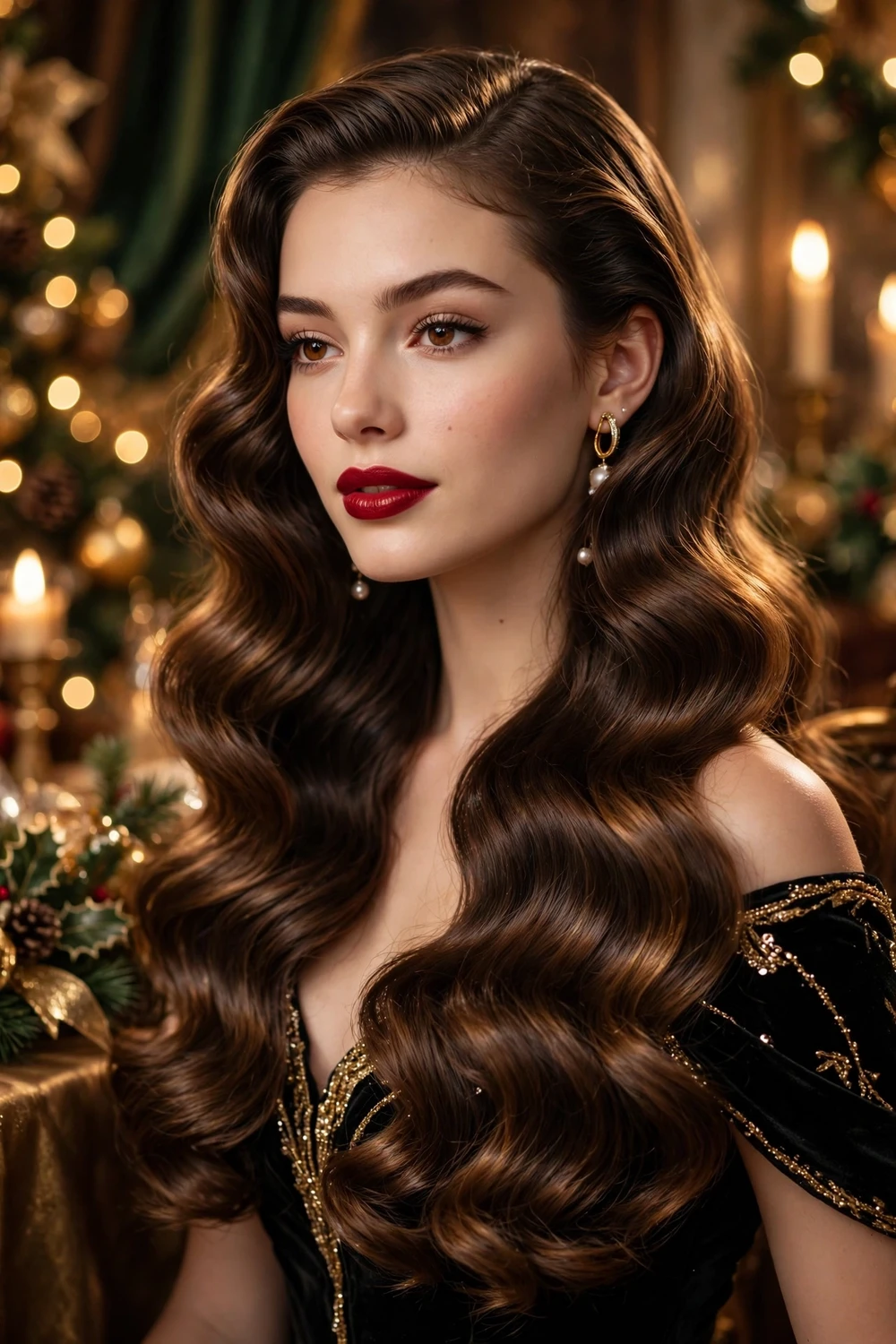 Classic Hollywood waves Christmas party hairstyle