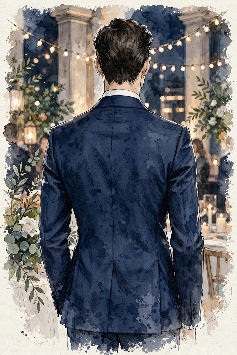 Sharp navy suit menswear look for evening events