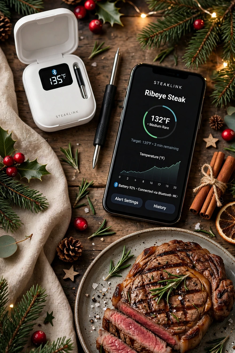 Smart wireless meat thermometer Christmas gift for dad for grilling
