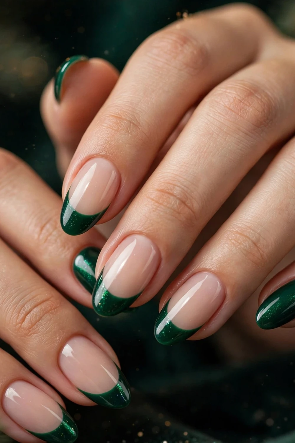 christmas french tip nails emerald green french tips