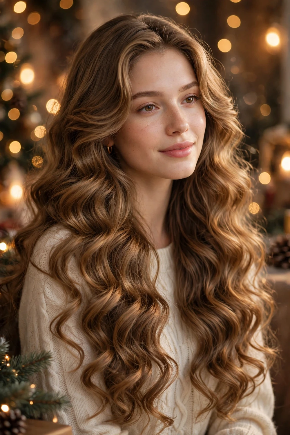 Soft romantic curls Christmas party hairstyle