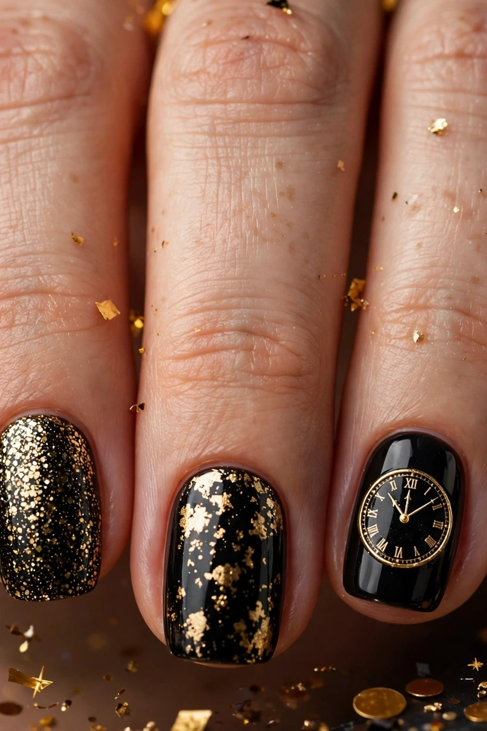 Countdown clock accent new year nail ideas