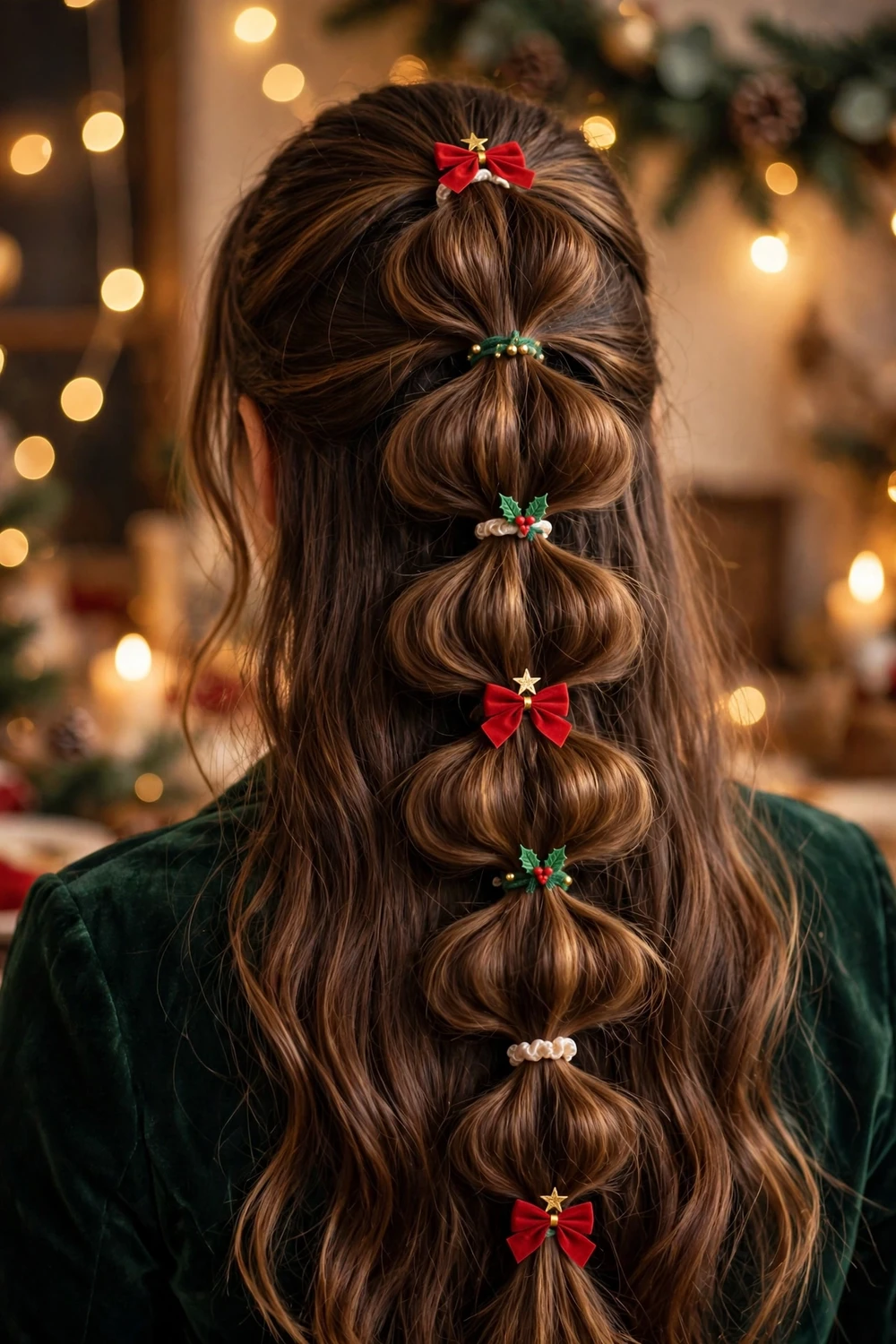 Bubble braid Christmas party hairstyle