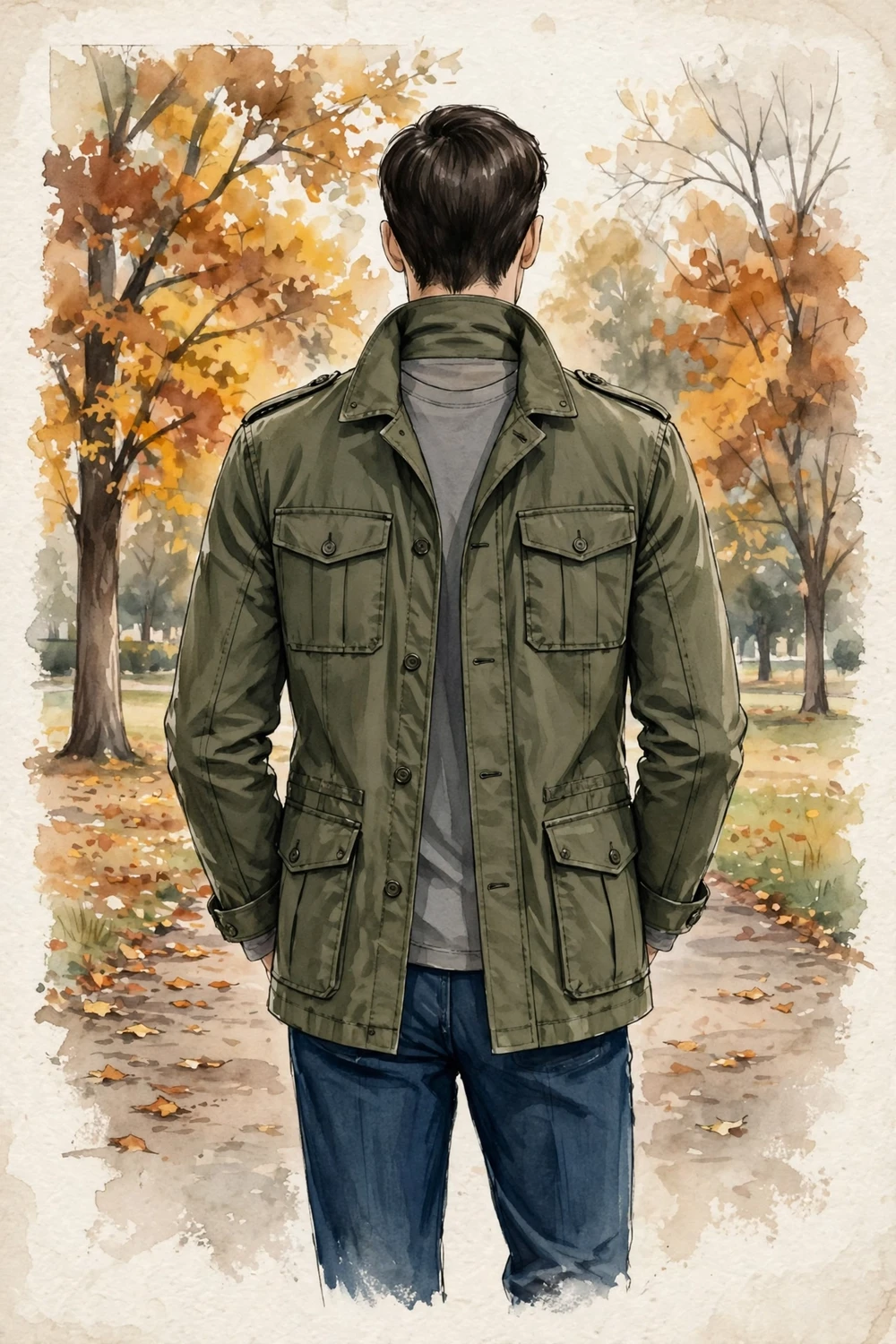 Olive field jacket menswear look for fall