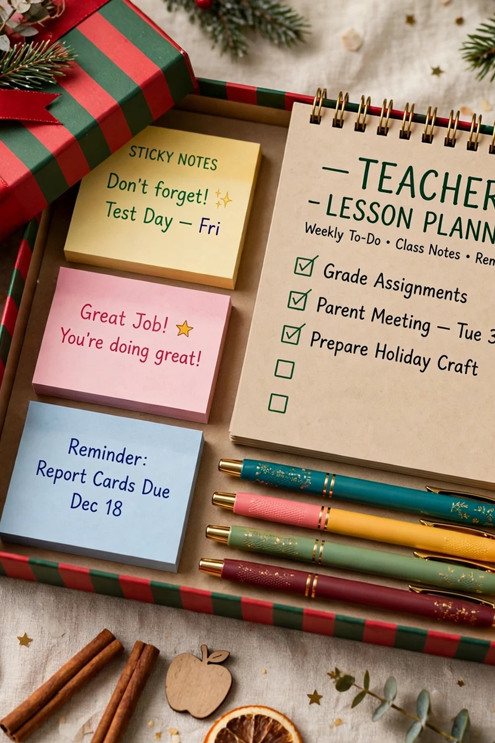 Personalized sticky notes and stationery set for a teacher, a fun teacher christmas gift