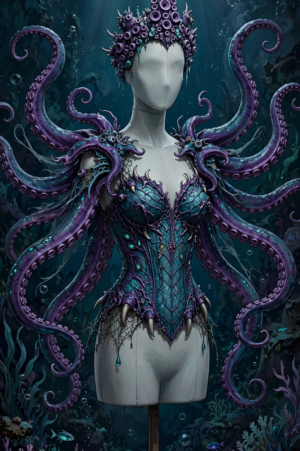 Venomous octopus queen Halloween costume idea with tentacle arms