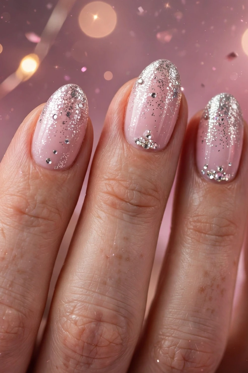 Pastel pink New Year glam new year nail ideas