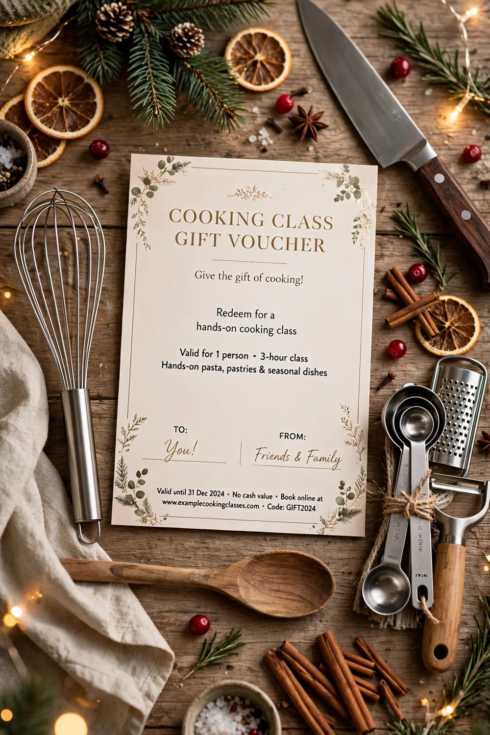 Cooking class experience gift for dad for Christmas