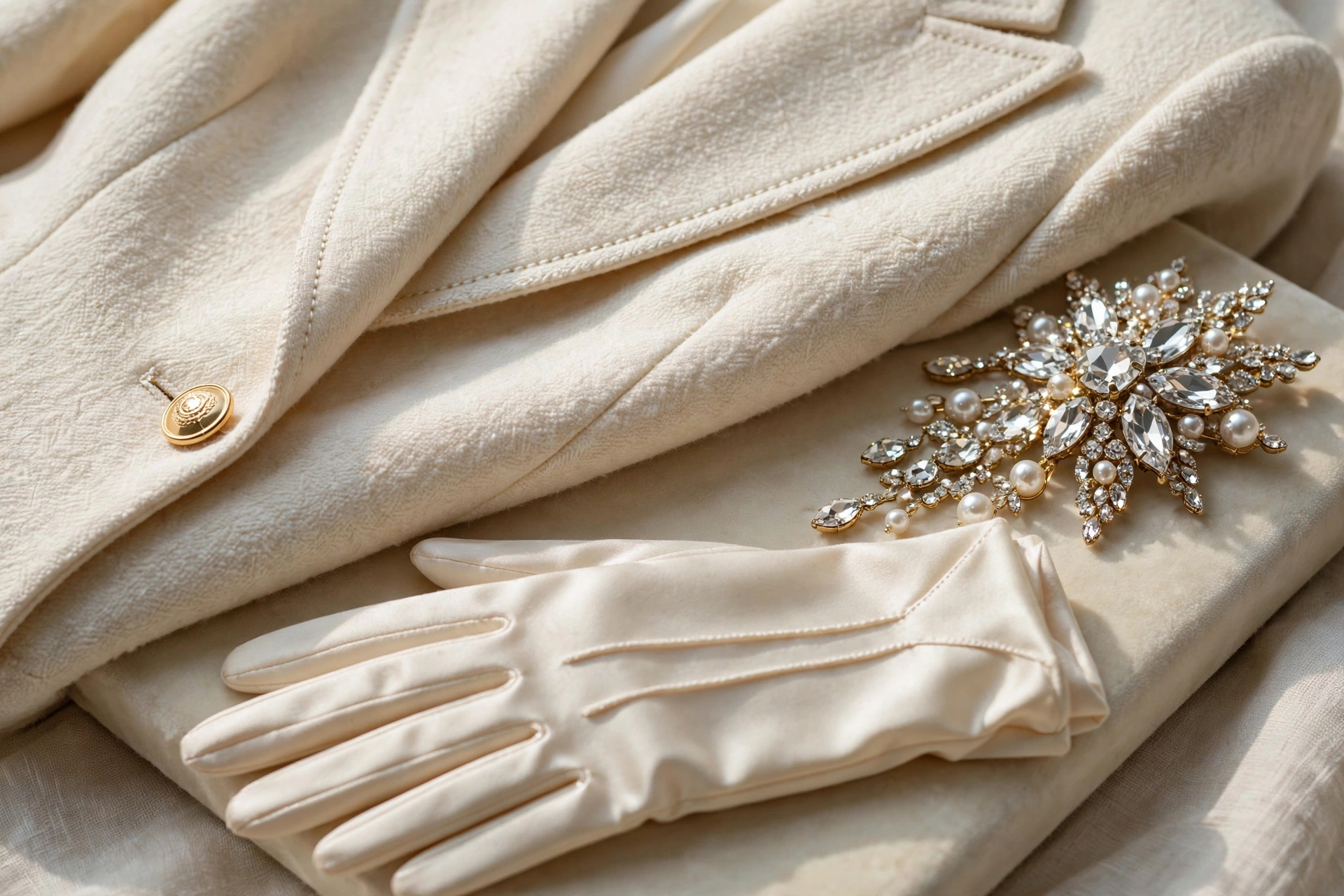 Madonna Met Gala styling details — tailored blazer, jewellery and gloves