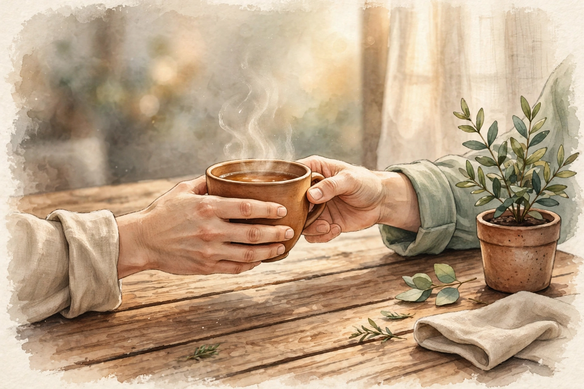 Compassion and empathy — passing a warm cup of tea