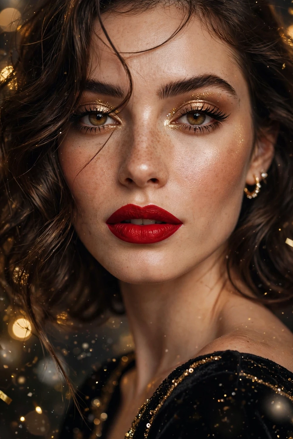 Bold red lips New Year party makeup look