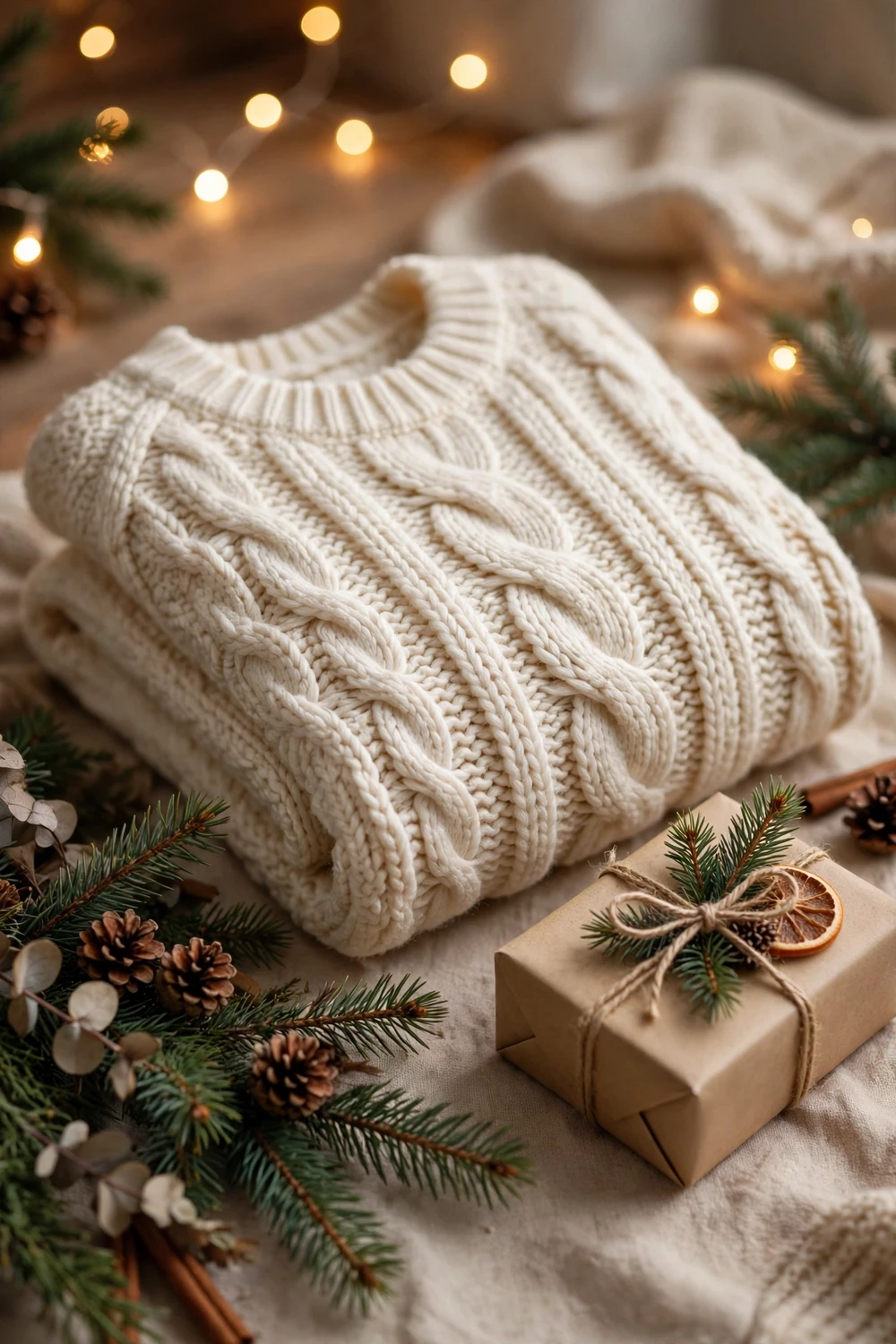 Cozy oversized knit sweater Christmas gift for sister in soft cream