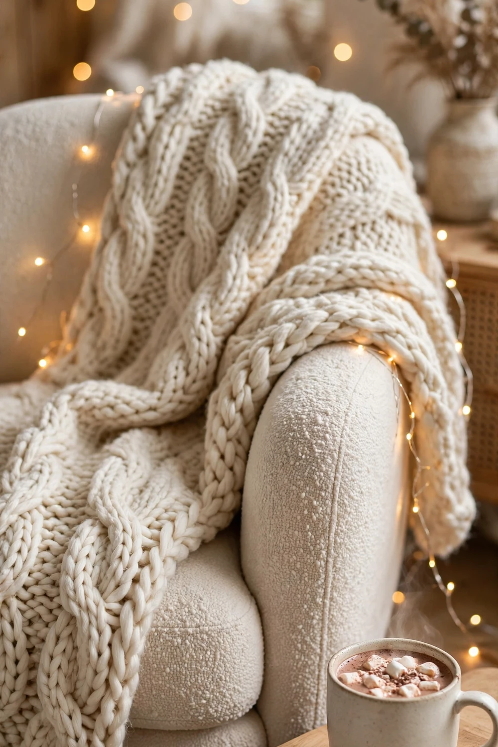 Chunky knit throw blanket Christmas gift for sister