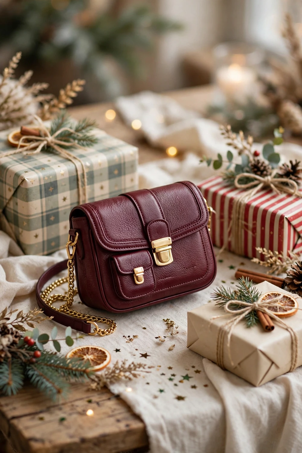 Trendy crossbody bag Christmas gift for sister in burgundy