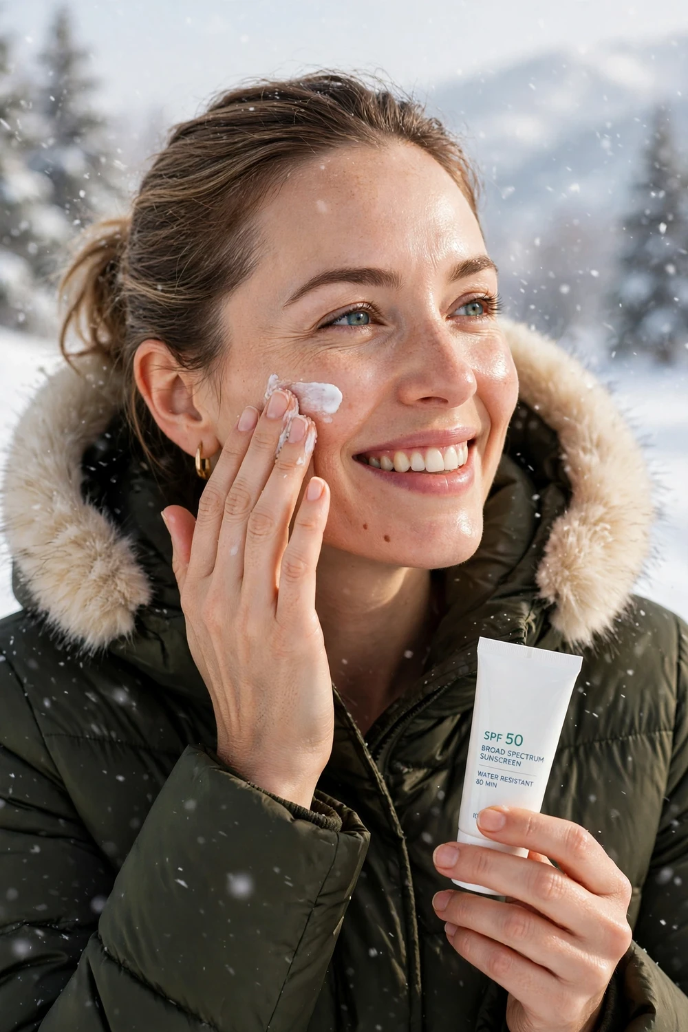 winter skin care tips SPF sunscreen in winter snow