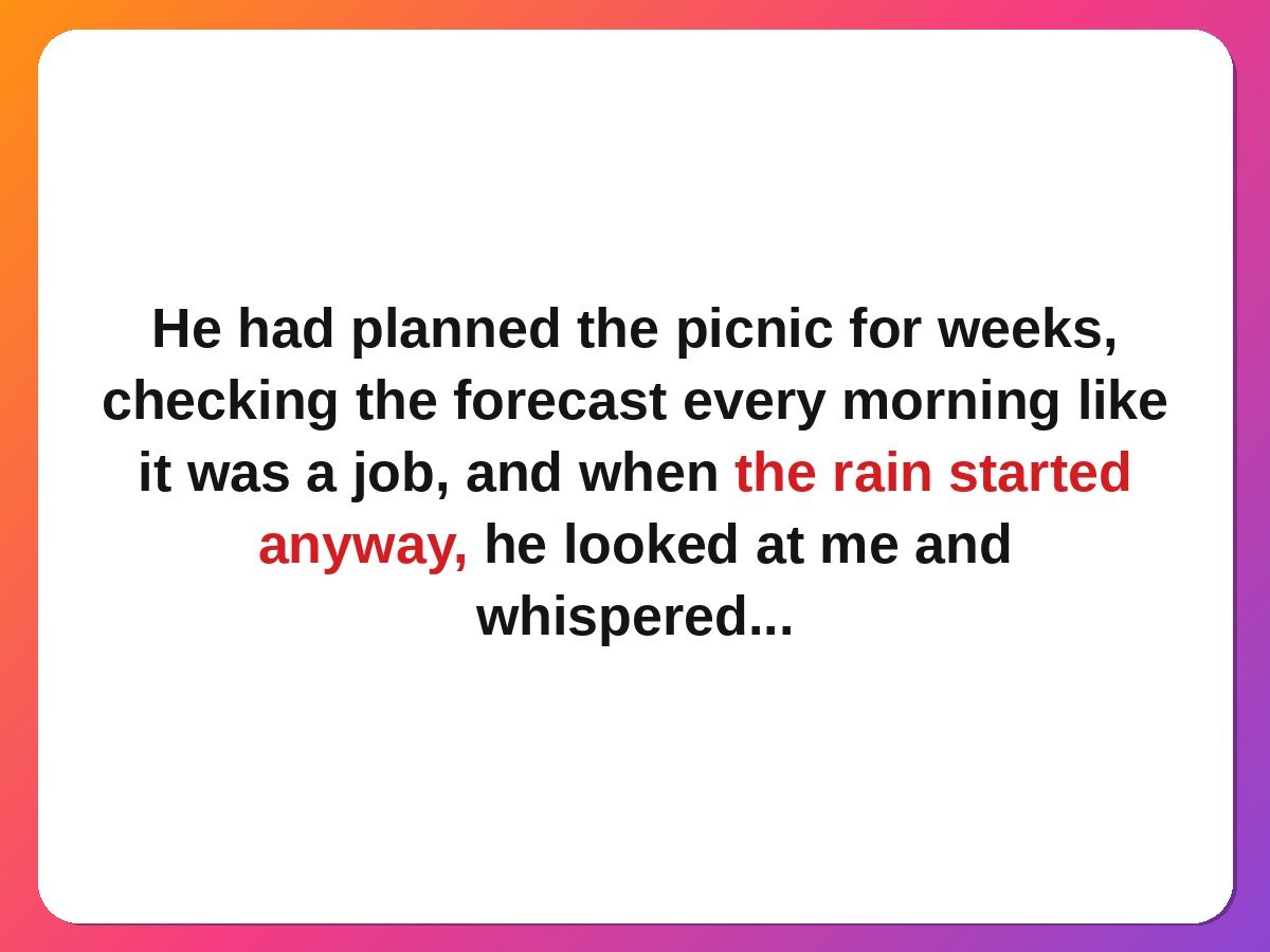 Proposal story card: the ring in the rainy picnic basket