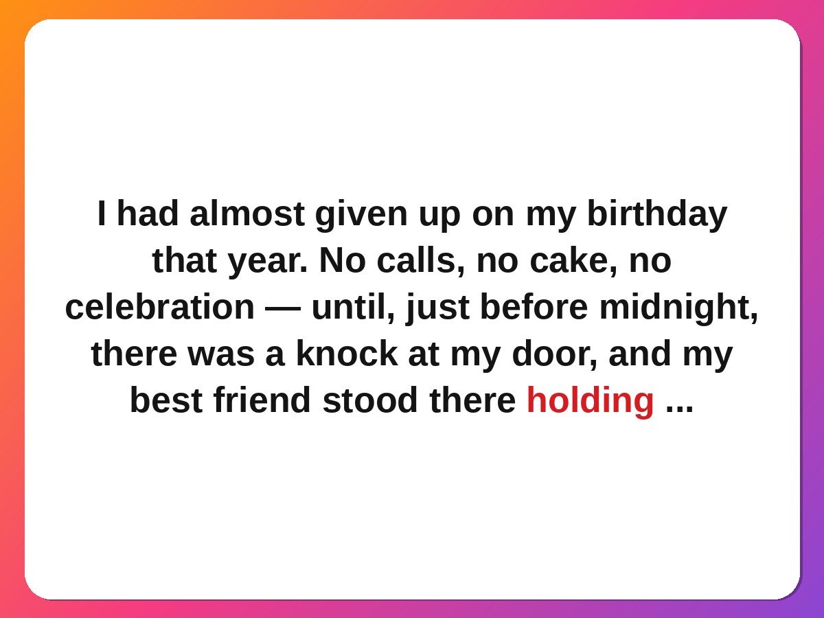Best friend stories - the birthday cake that arrived late story card