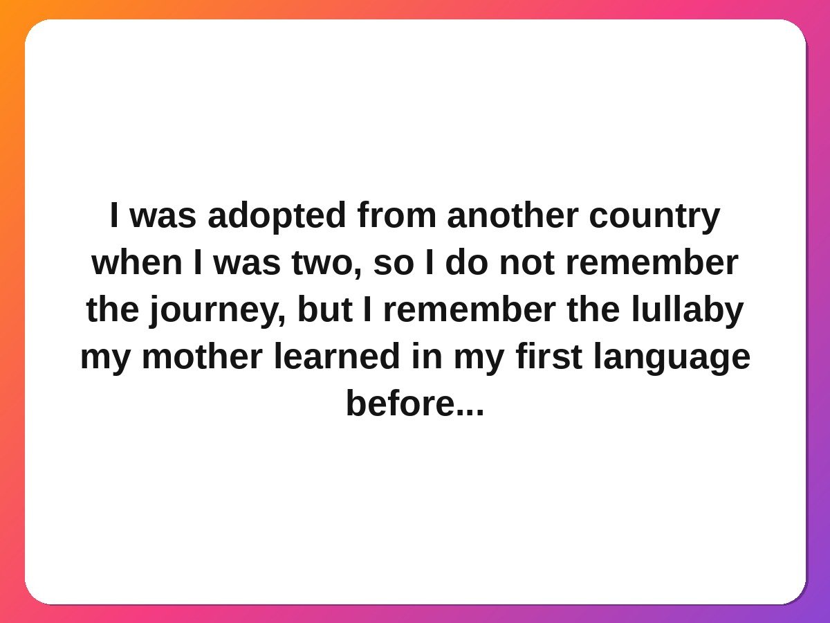 Adoption story card: a lullaby in two languages