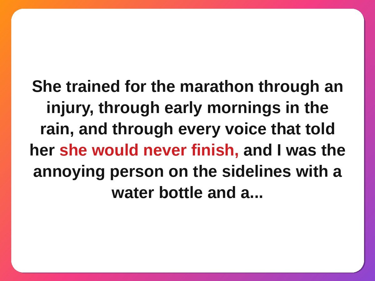 Proposal story card: the marathon finish line