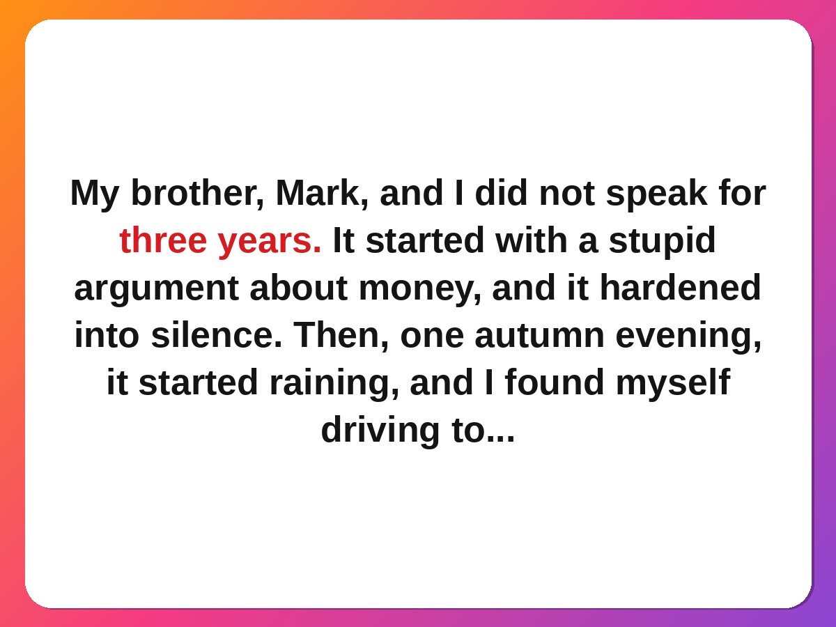 sibling stories - adult siblings reconciling with an apology in the rain