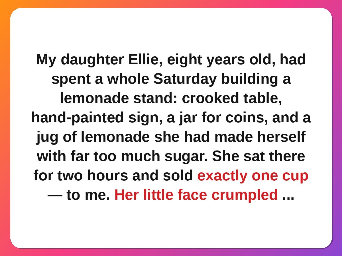 neighbour kindness stories - neighbours buying lemonade from a little girl's stand story card