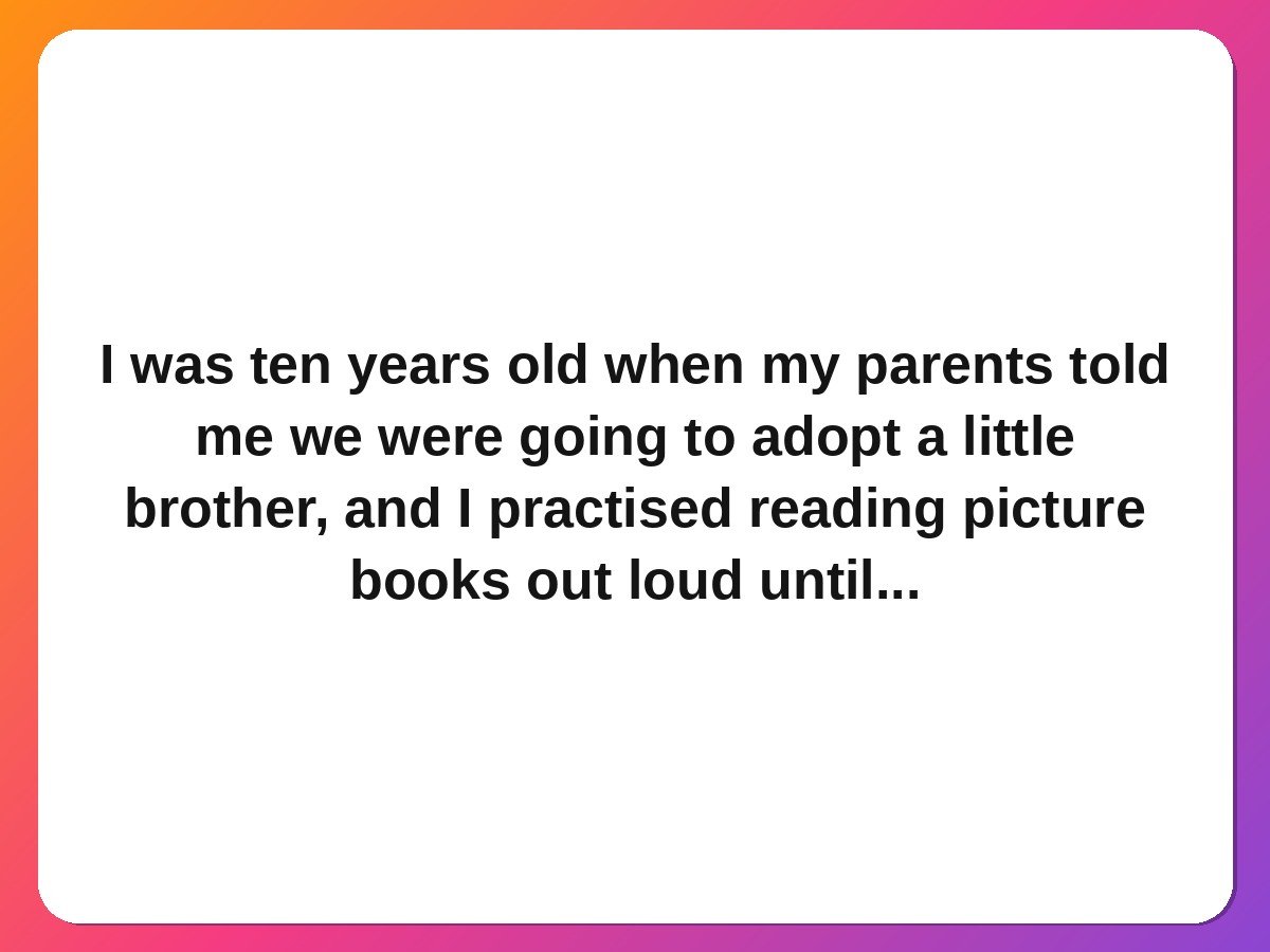 Adoption story card: a big sister practising being brave