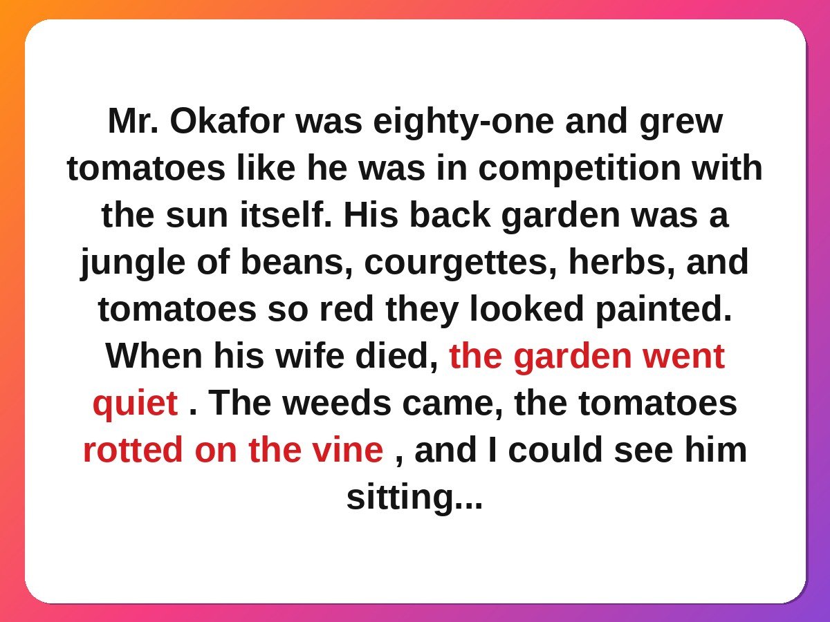 neighbour kindness stories - neighbours reviving an elderly man's vegetable garden story card