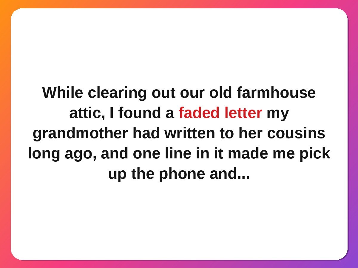 The Letter That Brought Our Cousins Home family reunion story card