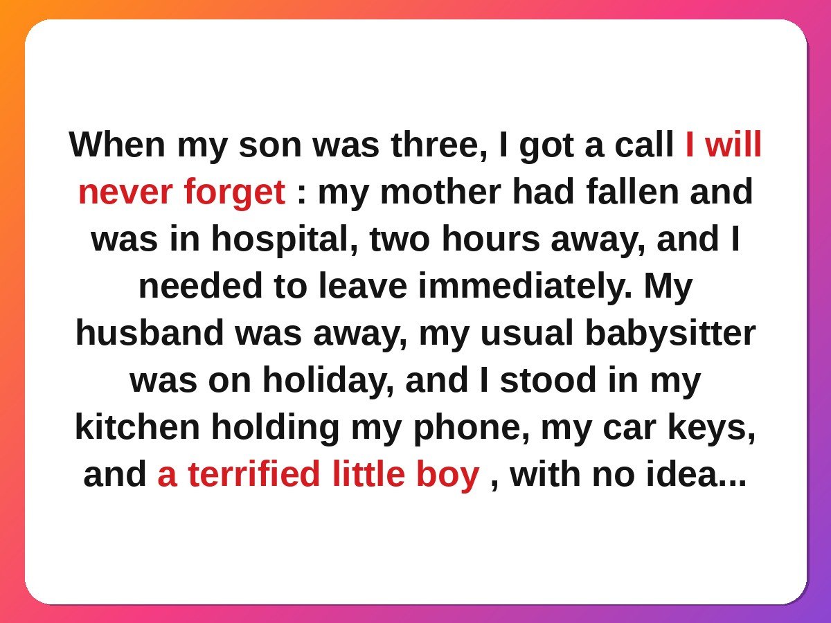 neighbour kindness stories - elderly neighbour babysitting a little boy overnight story card