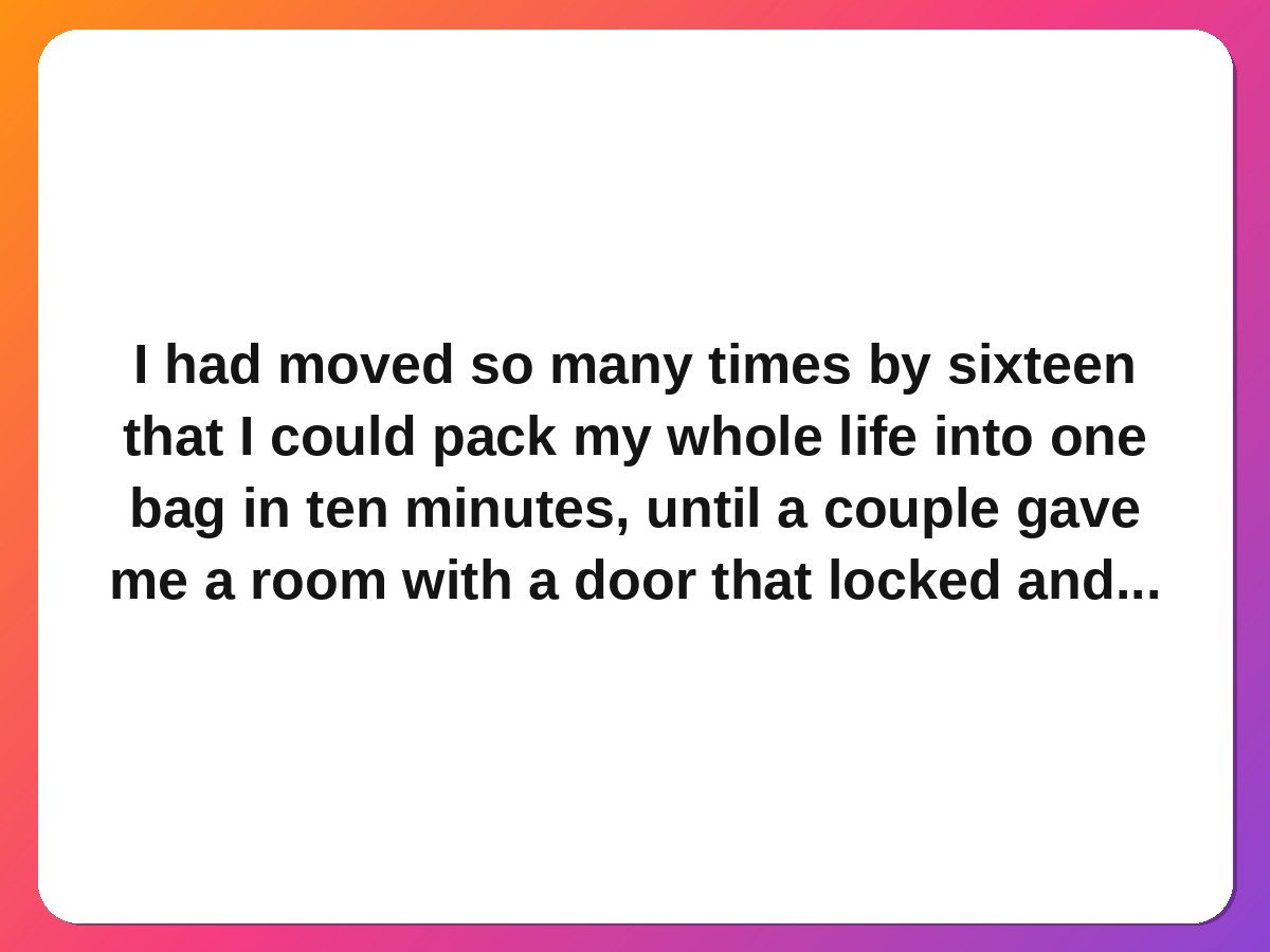 Adoption story card: a teenager who stopped packing