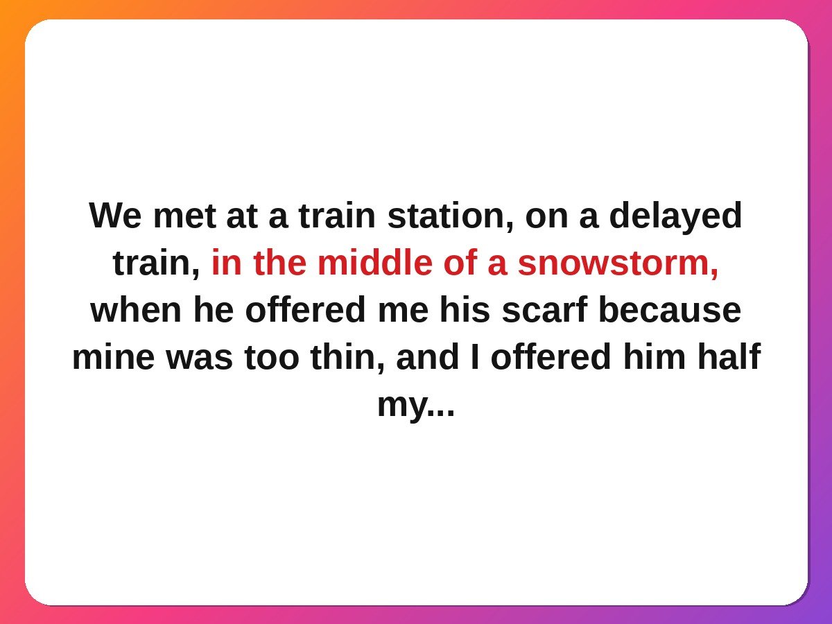 Proposal story card: the train station reunion