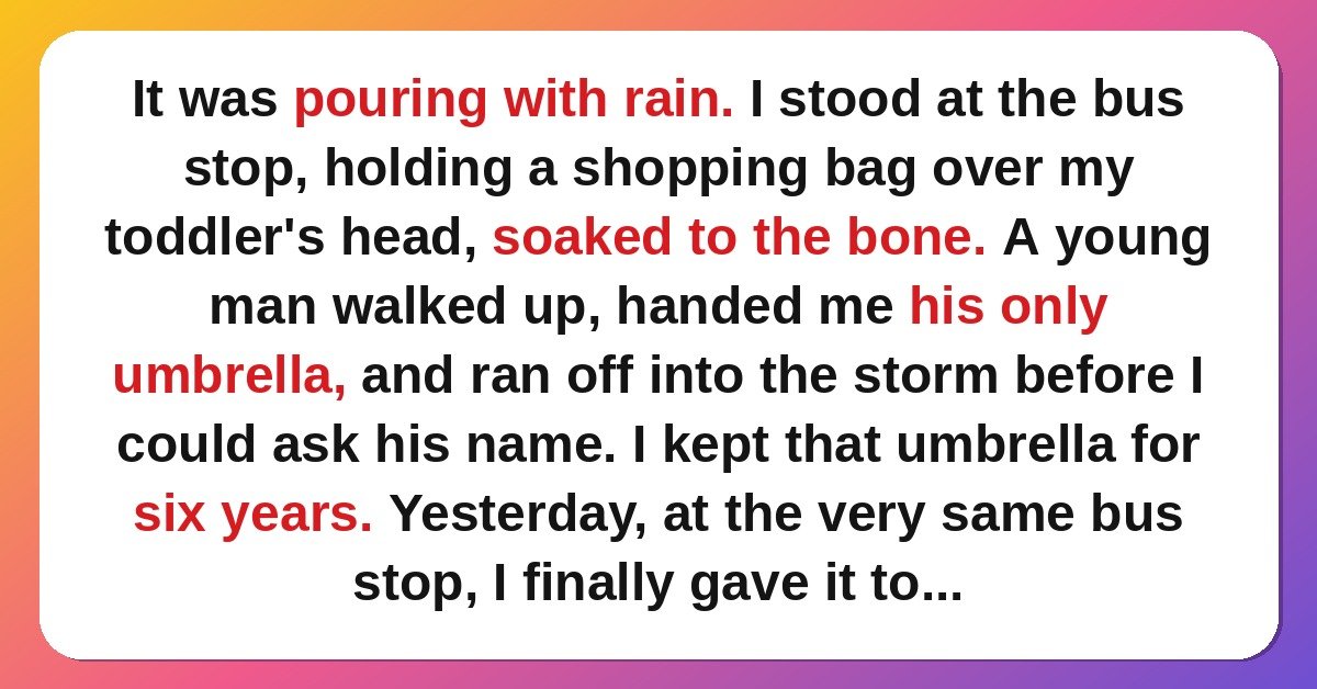 random acts of kindness stories - the umbrella he never got back story card